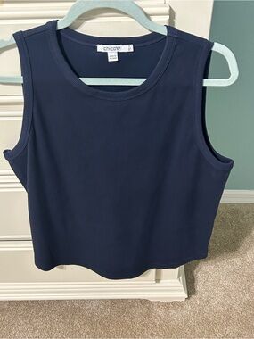Chico's Navy Sleeveless Crewneck Tank